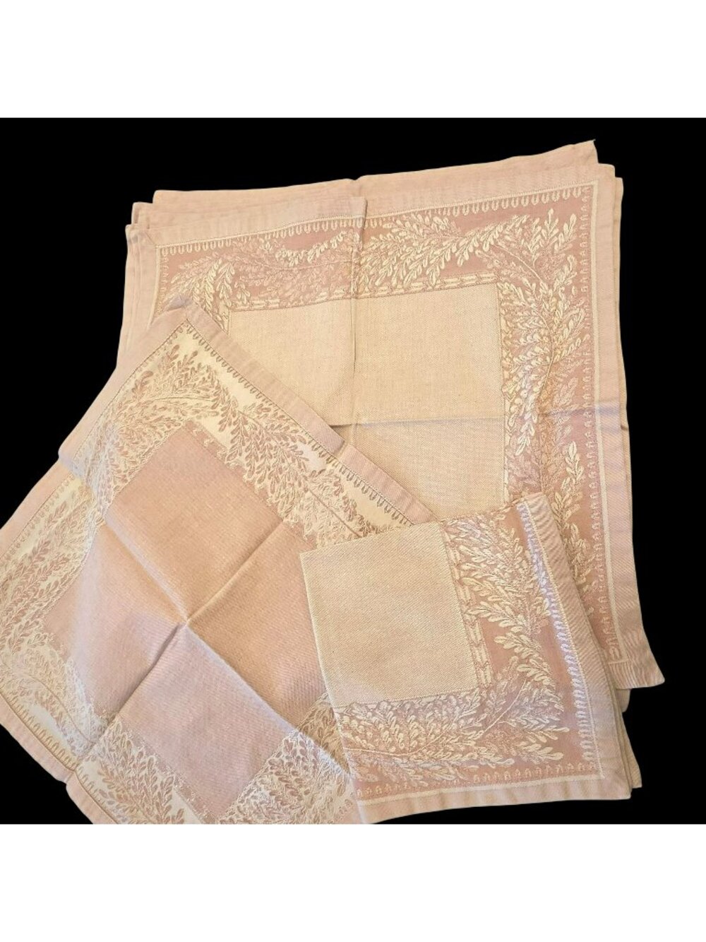 Set (12) Williams Sonoma Pink Jacquard Damask Cotton Napkins 20” Square Italy